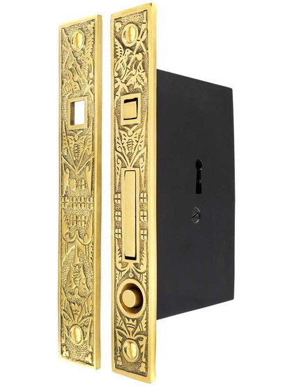Hummingbird Bit-Key Single Pocket-Door Mortise Lock.